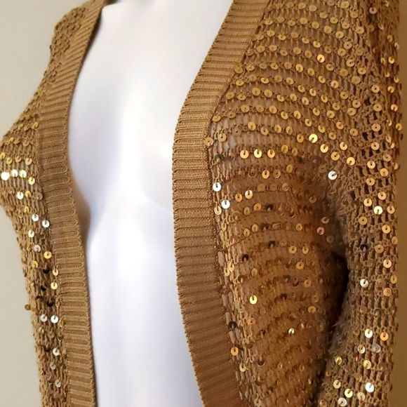 BCBGMaxAzira, sequin sweater, gold,M - Picture 3 of 4